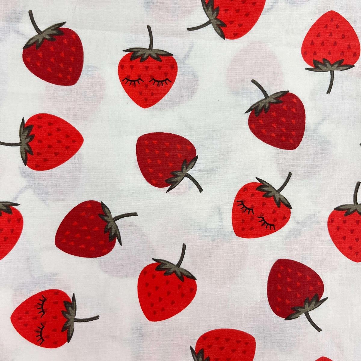 Coupon 100 % Coton 1m x 1m20 - Fraises - 7,77 €-Boutique MyTissus Marckolsheim Alsace