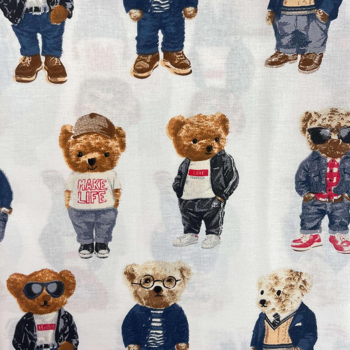 Coupon 100 % Coton 1m x 1m20 - Monsieur Ours - 7,77 €-Boutique MyTissus Marckolsheim Alsace