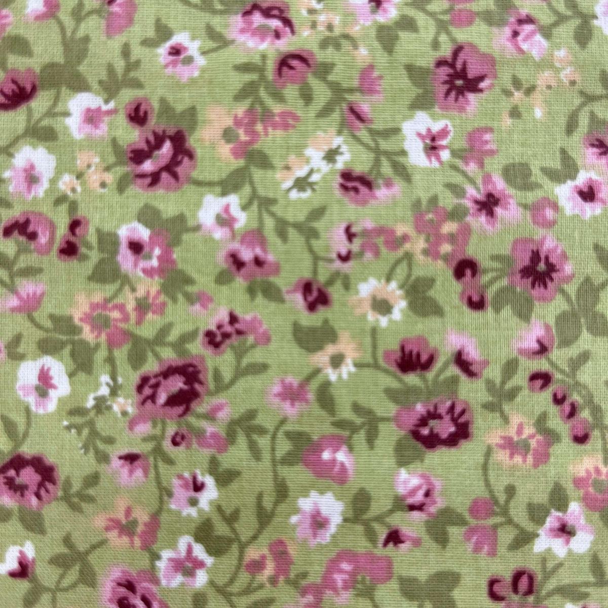 Coupon 100 % Coton 1m x 1m20 - Fleurs Style Liberty Vert - 7,77 €-Boutique MyTissus Marckolsheim Alsace
