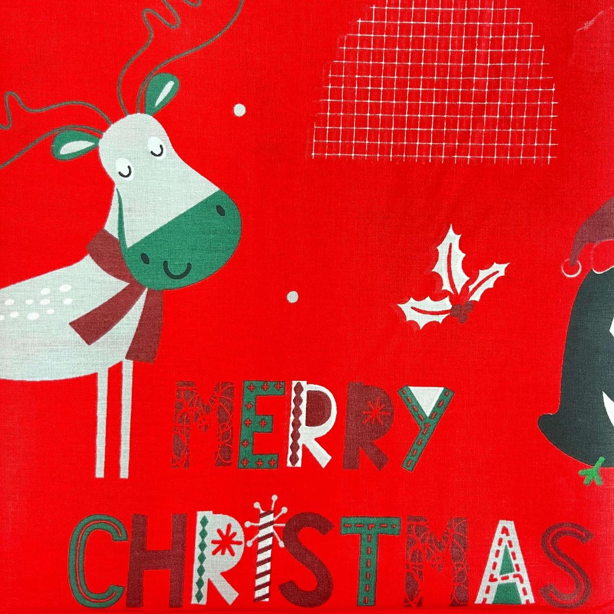 Coupon 100 % Coton 1m x 1m20 - Merry Christmas Rouge - 7,77 €-Boutique MyTissus Marckolsheim Alsace