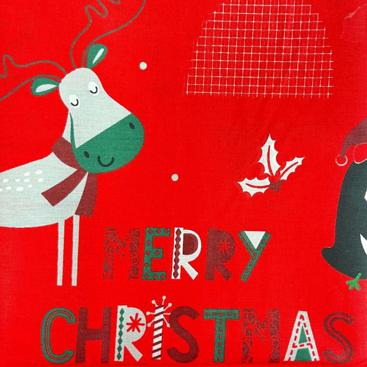 Coupon 100 % Coton 1m x 1m20 - Merry Christmas Rouge - 7,77 €-Boutique MyTissus Marckolsheim Alsace