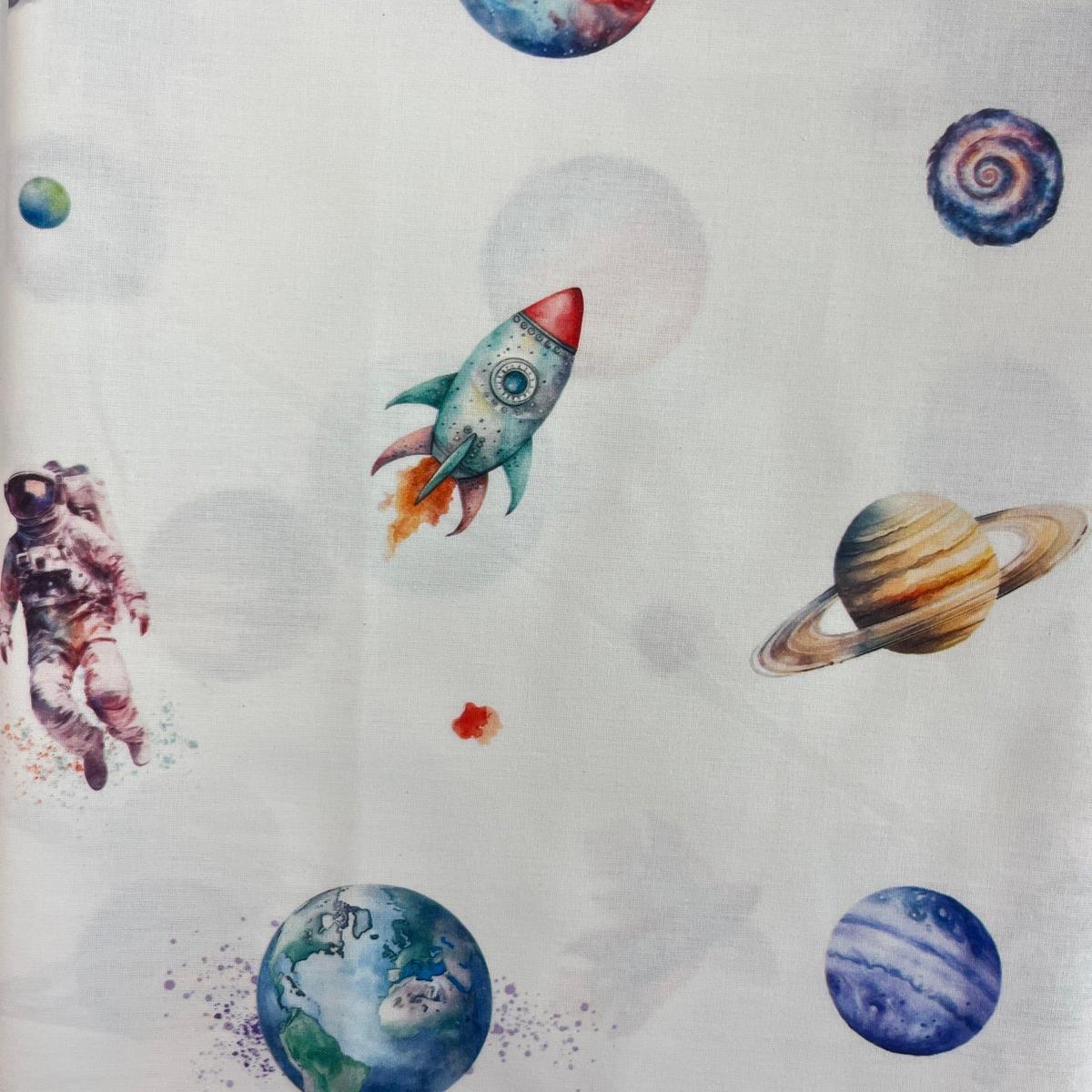 Coupon 100 % Coton 1m x 1m20 - Planètes - 7,77 €-Boutique MyTissus Marckolsheim Alsace
