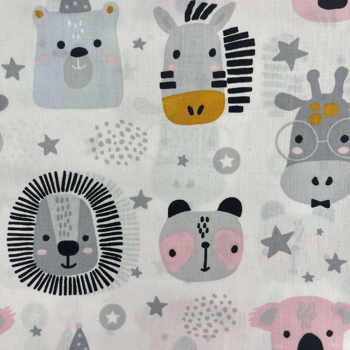 Coupon 100 % Coton 1m x 1m20 - Têtes Animaux - 7,77 €-Boutique MyTissus Marckolsheim Alsace