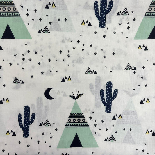Coupon 100 % Coton 1m x 1m20 - Tipis & Cactus - 7,77 €-Boutique MyTissus Marckolsheim Alsace
