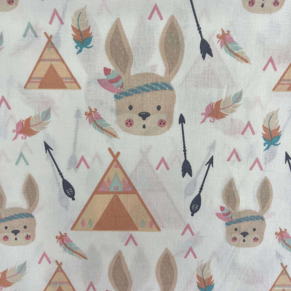 Coupon 100 % Coton 1m x 1m20 - Tipis et Animaux - 7,77 €-Boutique MyTissus Marckolsheim Alsace