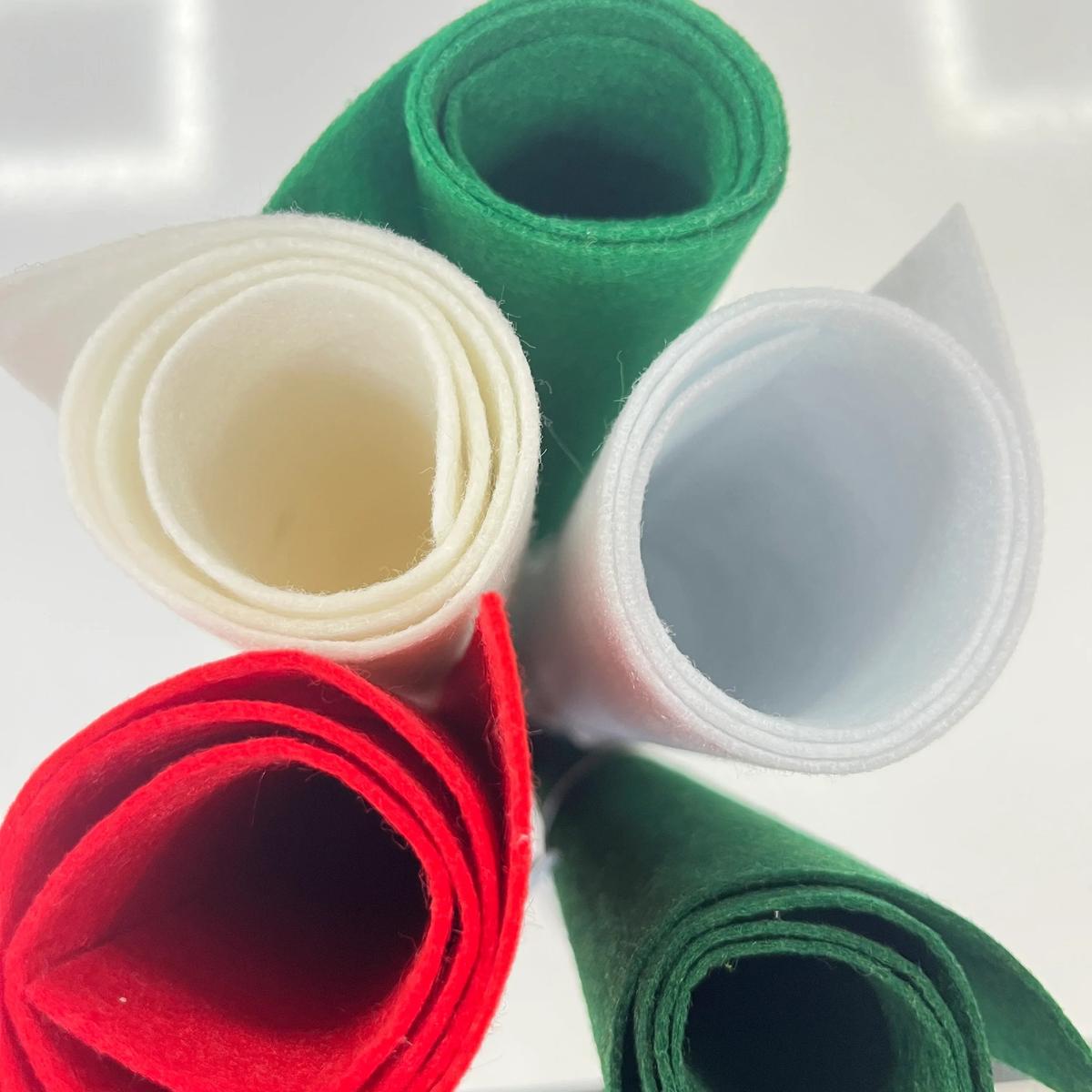 Lot de 5 Coupons de Feutrine Fine 1,5 mm - Couleurs Traditionnelles Noël pour Déco et Mode - Boutique MyTissus Marckolsheim Alsace