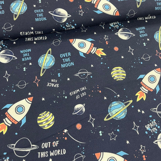 Tissu Astronautes et Espace - Motif Enfant Création Mytissus pour Déco et Mode - Boutique MyTissus Marckolsheim Alsace