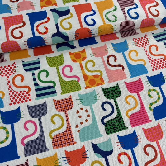 Tissu Chats Colorés Design Épuré - Style Contemporain Mytissus pour Déco et Mode - Boutique MyTissus Marckolsheim Alsace