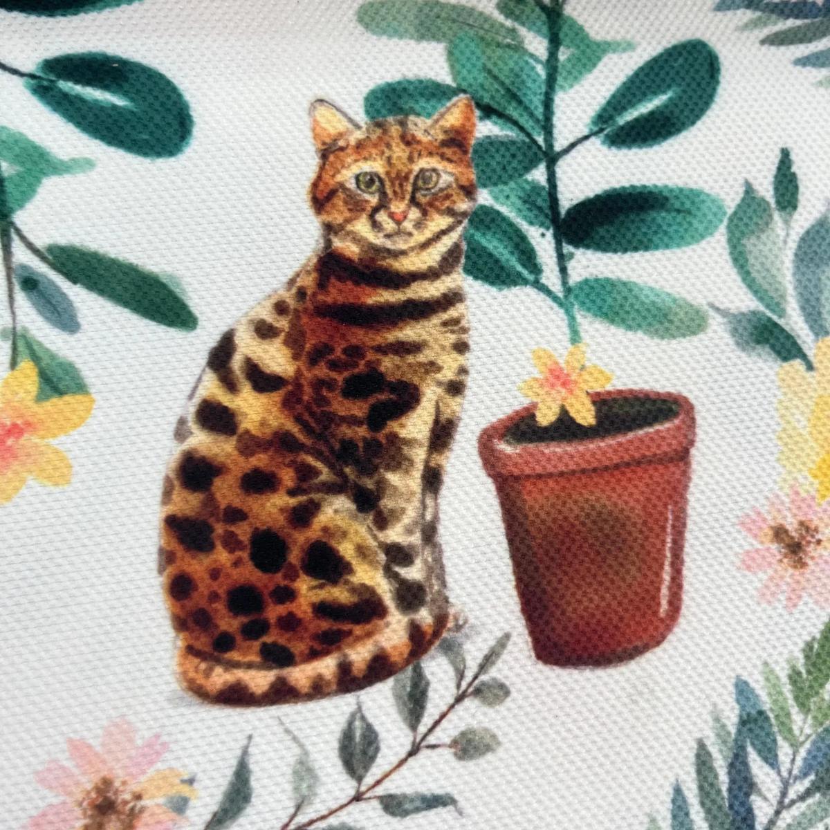 Tissu Chats et Pots de Fleurs - Ambiance Jardin Mytissus pour Déco et Mode - Boutique MyTissus Marckolsheim Alsace