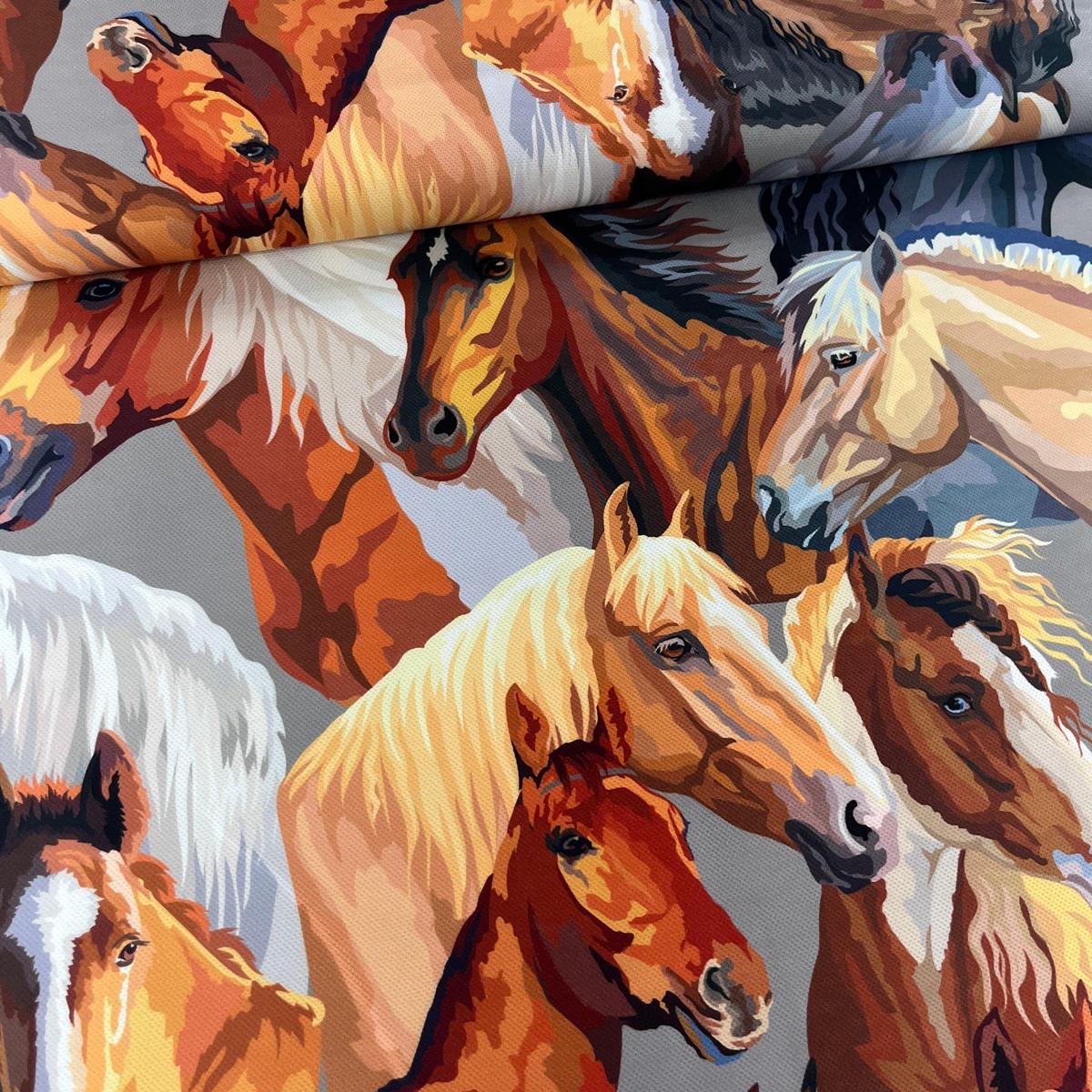Tissu Chevaux Grands Motifs - Esprit Équestre Mytissus pour Déco et Mode - Boutique MyTissus Marckolsheim Alsace