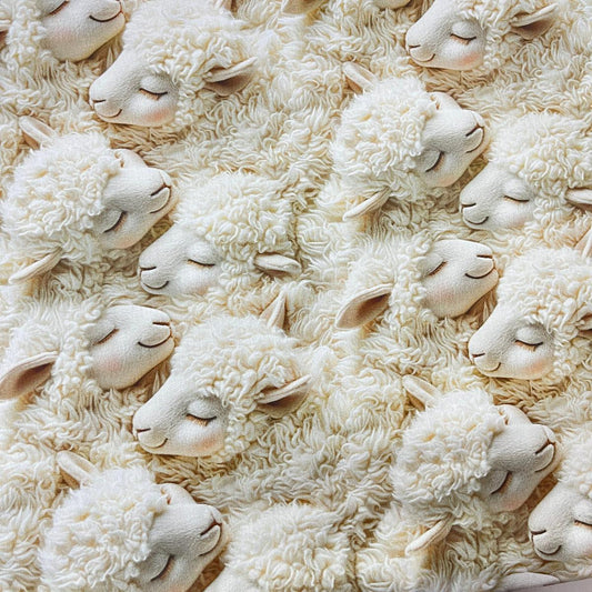 Tissu Coton 3D - Agneaux Mignons pour Déco et Mode - Boutique MyTissus Marckolsheim Alsace