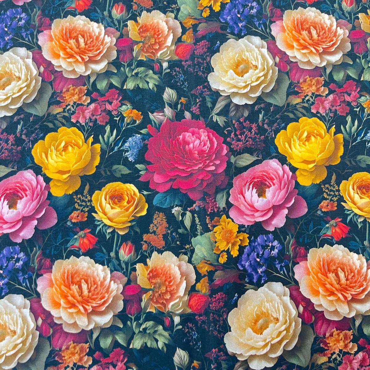 Tissu Coton 3D - Roses Anglaises Vintage pour Déco et Mode - Boutique MyTissus Marckolsheim Alsace