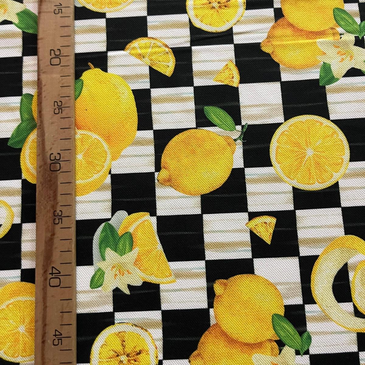 Tissu Impression Numérique - Citrons Damiers pour Déco et Mode - Boutique MyTissus Marckolsheim Alsace