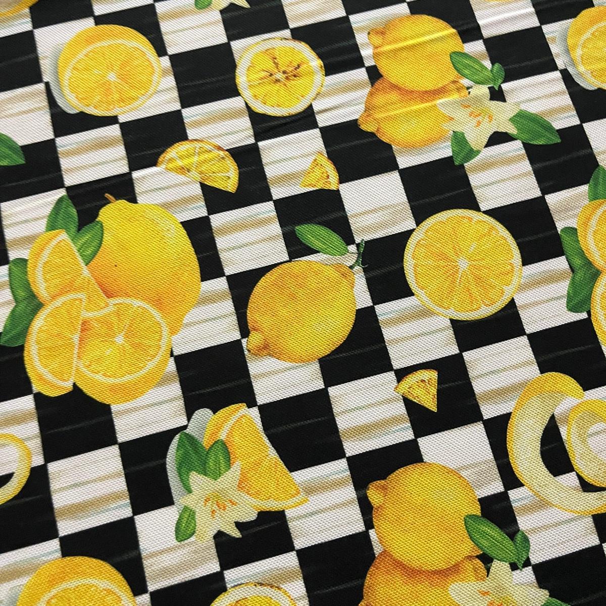 Tissu Impression Numérique - Citrons Damiers pour Déco et Mode - Boutique MyTissus Marckolsheim Alsace