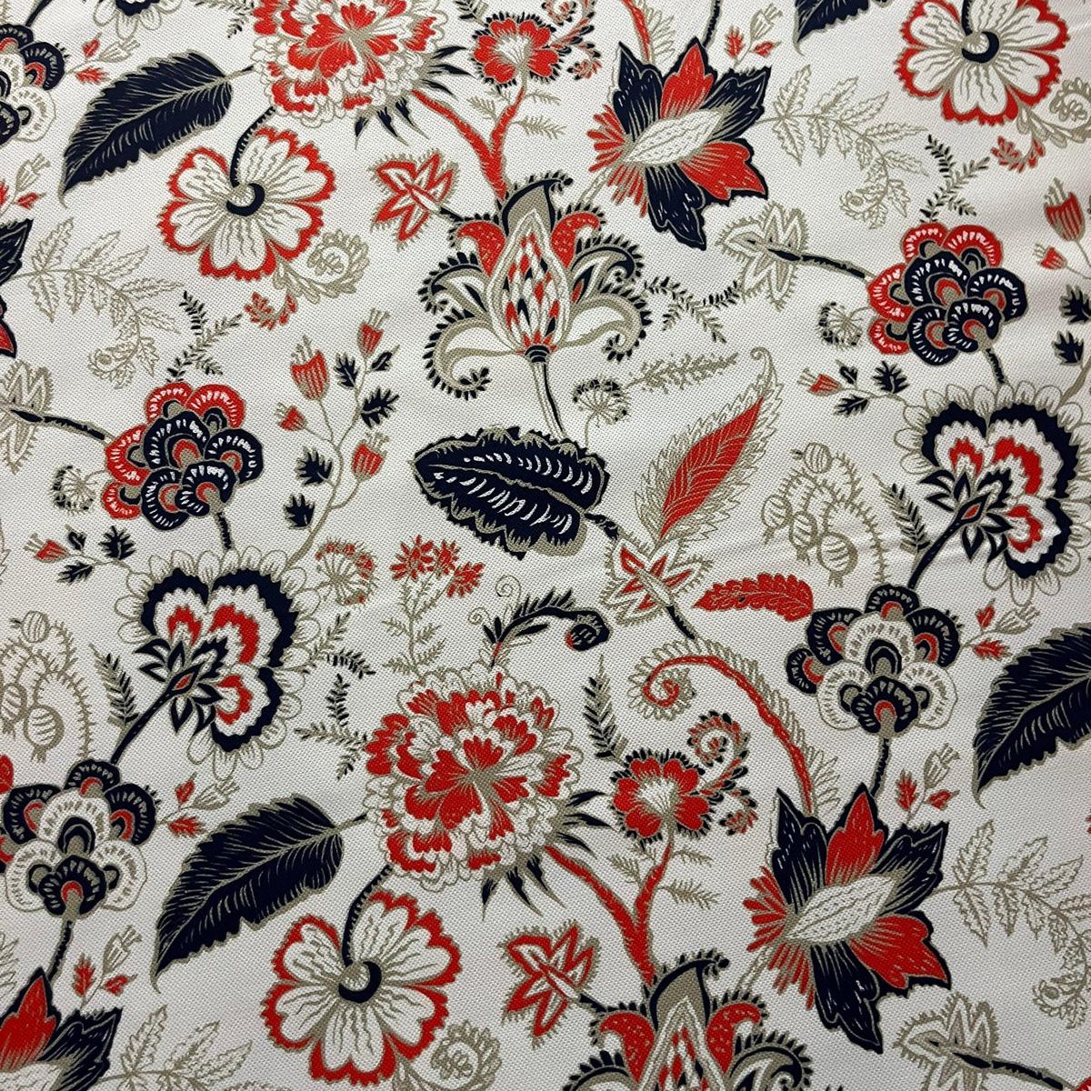Tissu Impression Numérique "Feuillage Galactique" - Rouge Ocre & Bleu Nuit - MyTissus pour Déco et Mode - Boutique MyTissus Marckolsheim Alsace