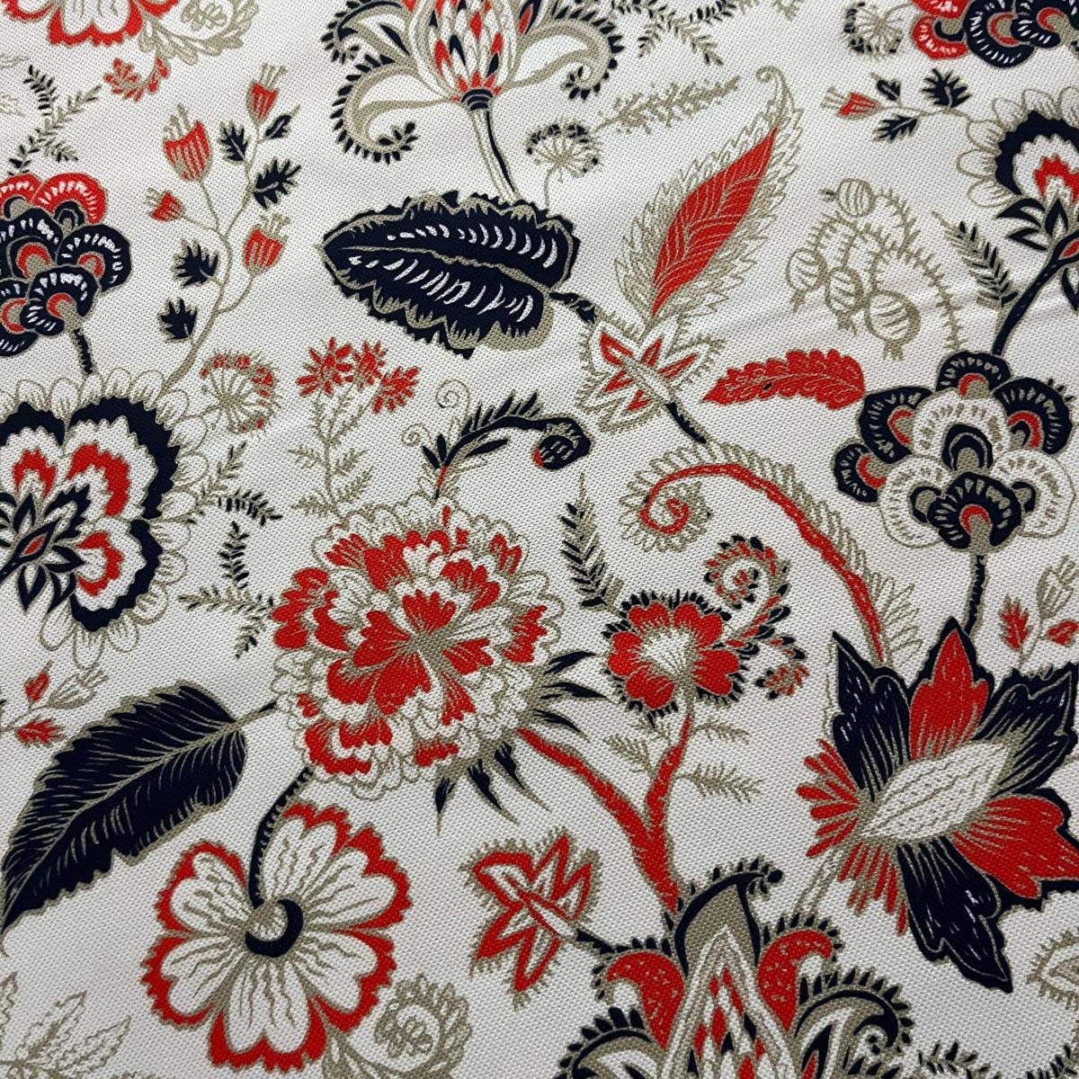 Tissu Impression Numérique "Feuillage Galactique" - Rouge Ocre & Bleu Nuit - MyTissus pour Déco et Mode - Boutique MyTissus Marckolsheim Alsace