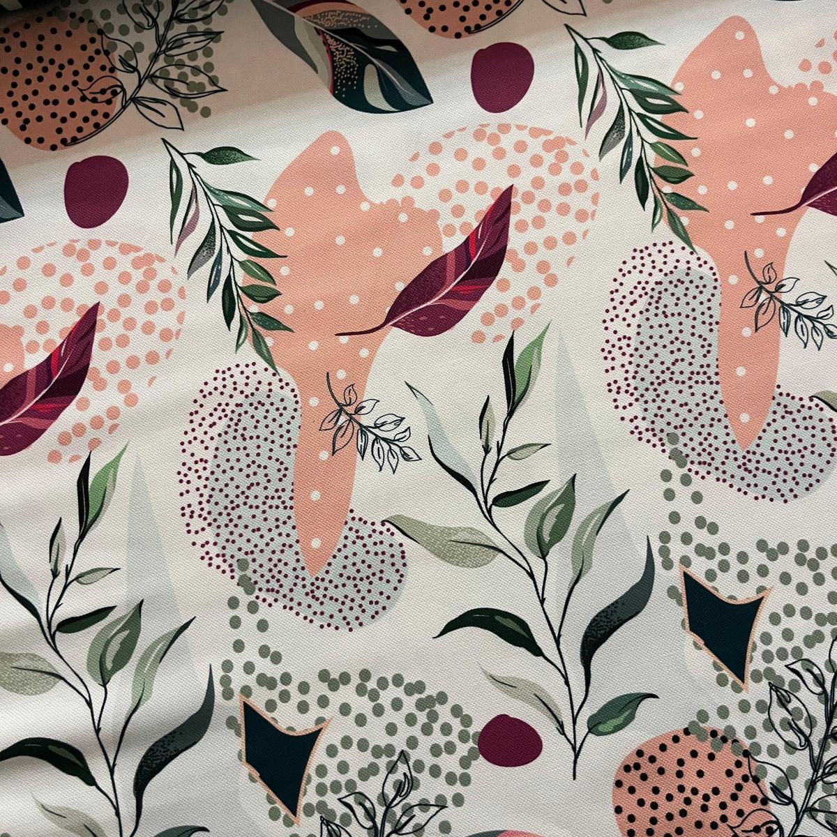 Tissu Impression Numérique Feuillages Élégants & Motifs Pastels pour Déco et Mode - Boutique MyTissus Marckolsheim Alsace