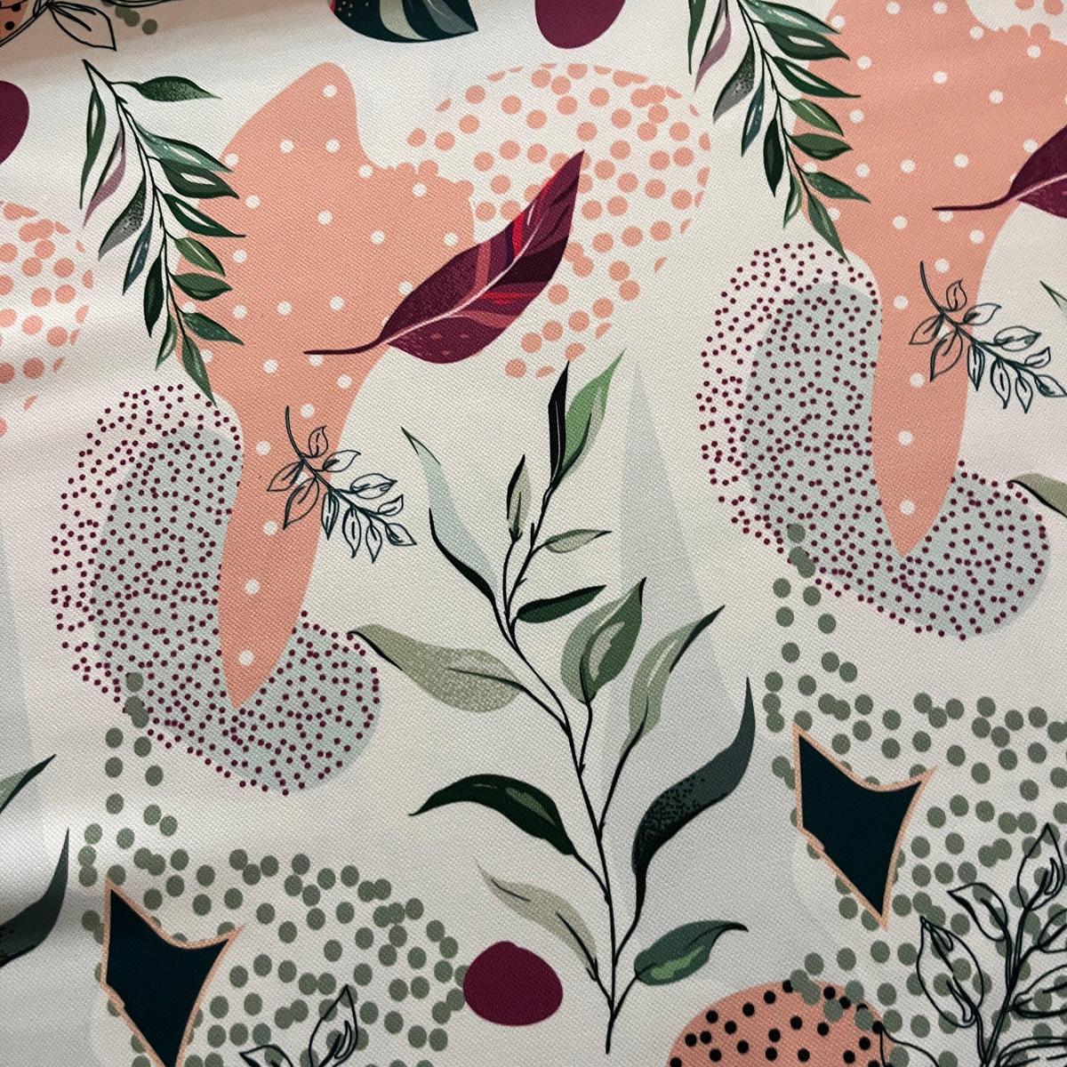 Tissu Impression Numérique Feuillages Élégants & Motifs Pastels pour Déco et Mode - Boutique MyTissus Marckolsheim Alsace
