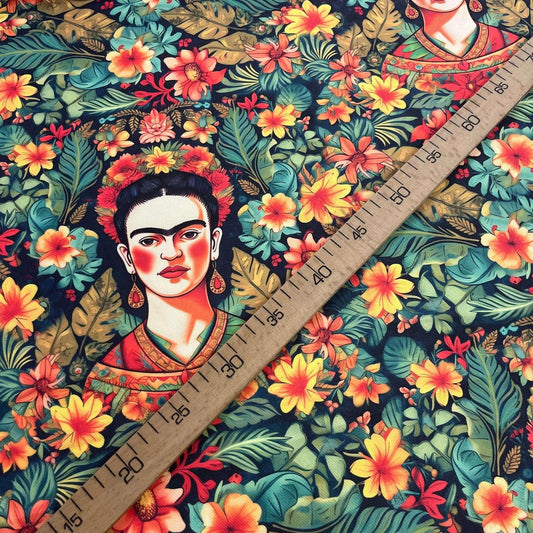 Tissu Impression Numérique Frida Kahlo Jardin Tropical - Toile Épaisse 250g pour Déco et Mode - Boutique MyTissus Marckolsheim Alsace