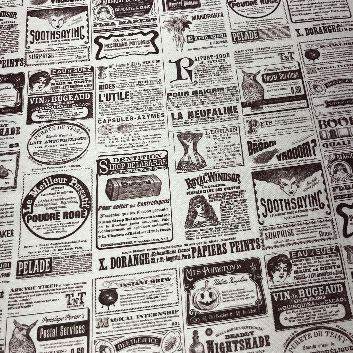 Tissu Impression Numérique Journal Ancien - Toile de Coton Épaisse 250g pour Déco et Mode - Boutique MyTissus Marckolsheim Alsace