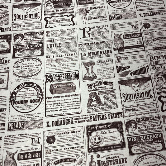 Tissu Impression Numérique Journal Ancien - Toile de Coton Épaisse 250g pour Déco et Mode - Boutique MyTissus Marckolsheim Alsace