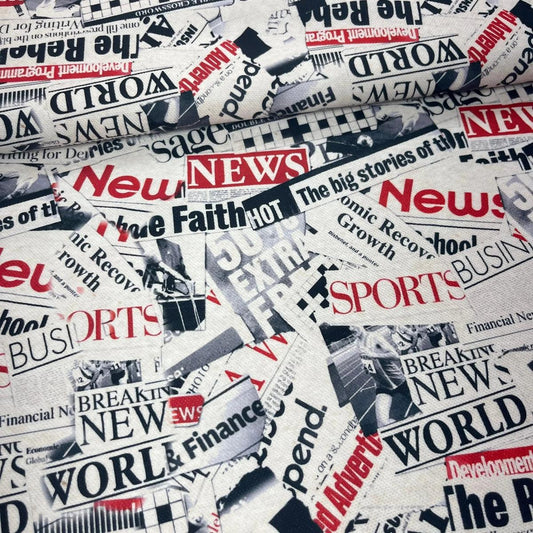 Tissu Impression Numérique - Journal News pour Déco et Mode - Boutique MyTissus Marckolsheim Alsace