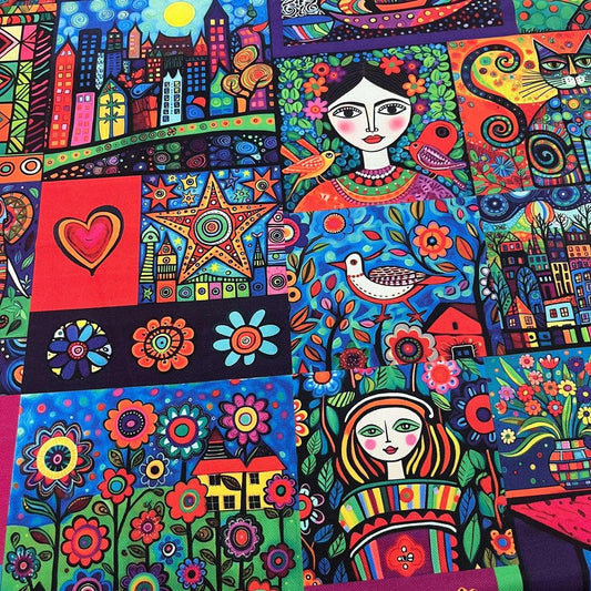 Tissu Impression Numérique - "L’Art Coloré" - Style Van Gogh & Picasso 250g pour Déco et Mode - Boutique MyTissus Marckolsheim Alsace