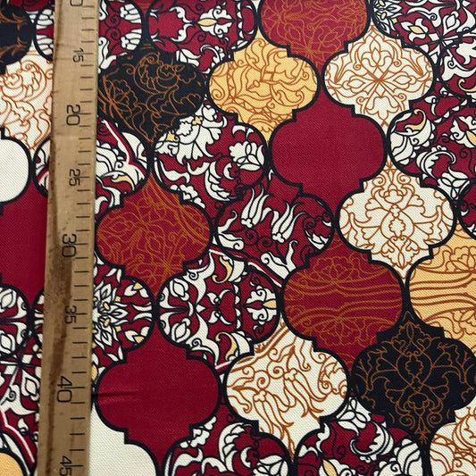 Tissu Impression Numérique Lanternes Orientales & Motifs Arabesques Bordeaux pour Déco et Mode - Boutique MyTissus Marckolsheim Alsace