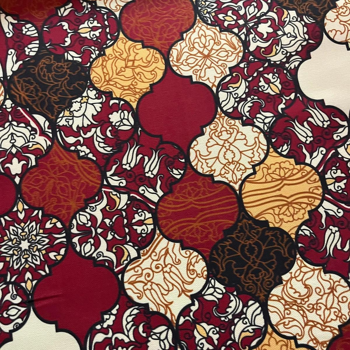 Tissu Impression Numérique Lanternes Orientales & Motifs Arabesques Bordeaux pour Déco et Mode - Boutique MyTissus Marckolsheim Alsace