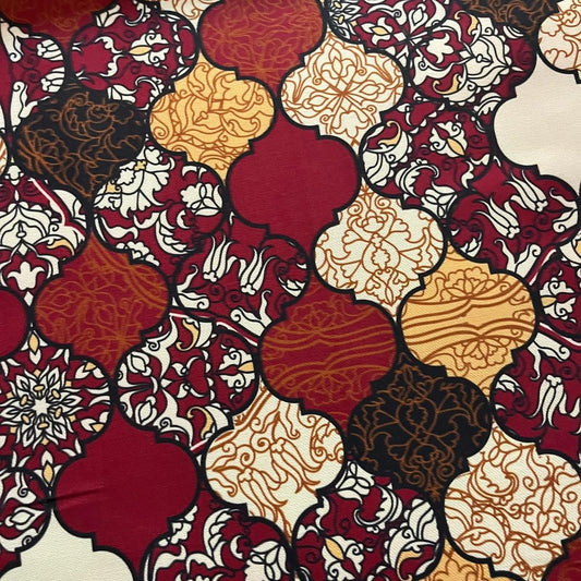 Tissu Impression Numérique Lanternes Orientales & Motifs Arabesques Bordeaux pour Déco et Mode - Boutique MyTissus Marckolsheim Alsace