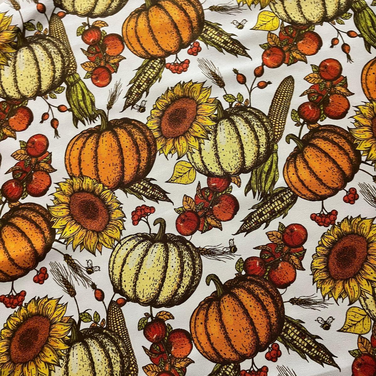 Tissu Impression Numérique "Moisson d'Automne" - Citrouilles & Tournesols - MyTissus pour Déco et Mode - Boutique MyTissus Marckolsheim Alsace