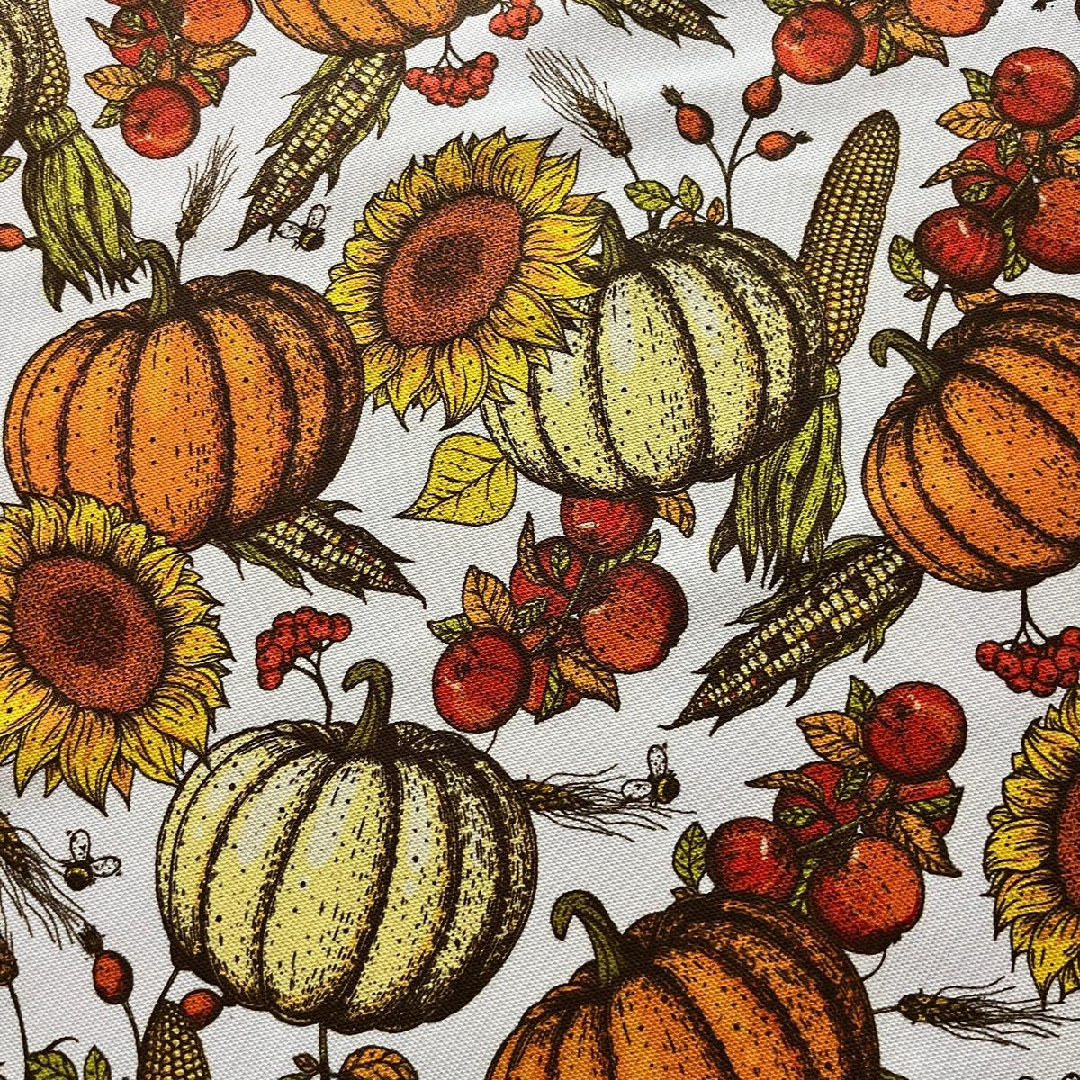 Tissu Impression Numérique "Moisson d'Automne" - Citrouilles & Tournesols - MyTissus pour Déco et Mode - Boutique MyTissus Marckolsheim Alsace
