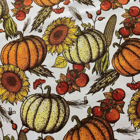 Tissu Impression Numérique "Moisson d'Automne" - Citrouilles & Tournesols - MyTissus pour Déco et Mode - Boutique MyTissus Marckolsheim Alsace