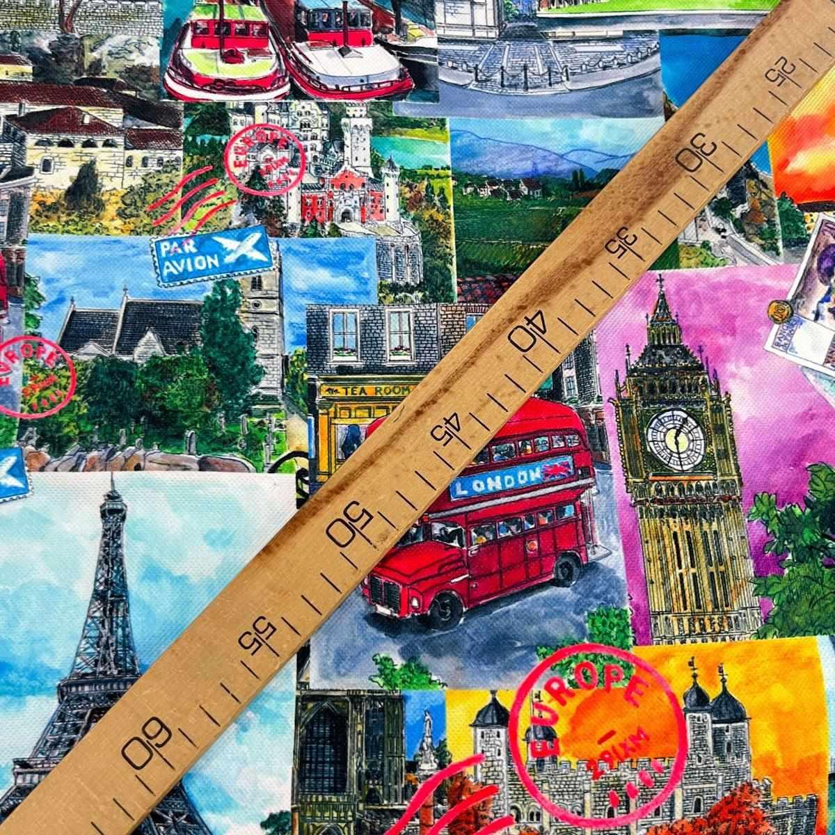 Tissu Impression Numérique Monuments d'Europe - Toile de Coton Épaisse 250g pour Déco et Mode - Boutique MyTissus Marckolsheim Alsace