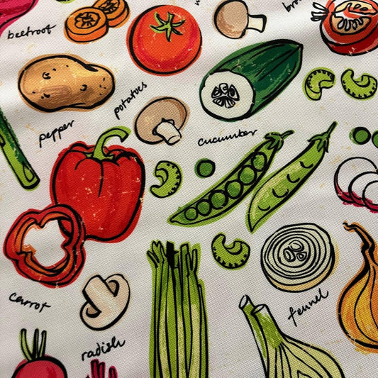 Tissu Impression Numérique Motifs Légumes & Potager Coloré pour Déco et Mode - Boutique MyTissus Marckolsheim Alsace