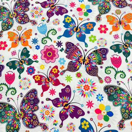 Tissu Impression Numérique Papillons Multicolores - Toile de Coton Épaisse 250g pour Déco et Mode - Boutique MyTissus Marckolsheim Alsace