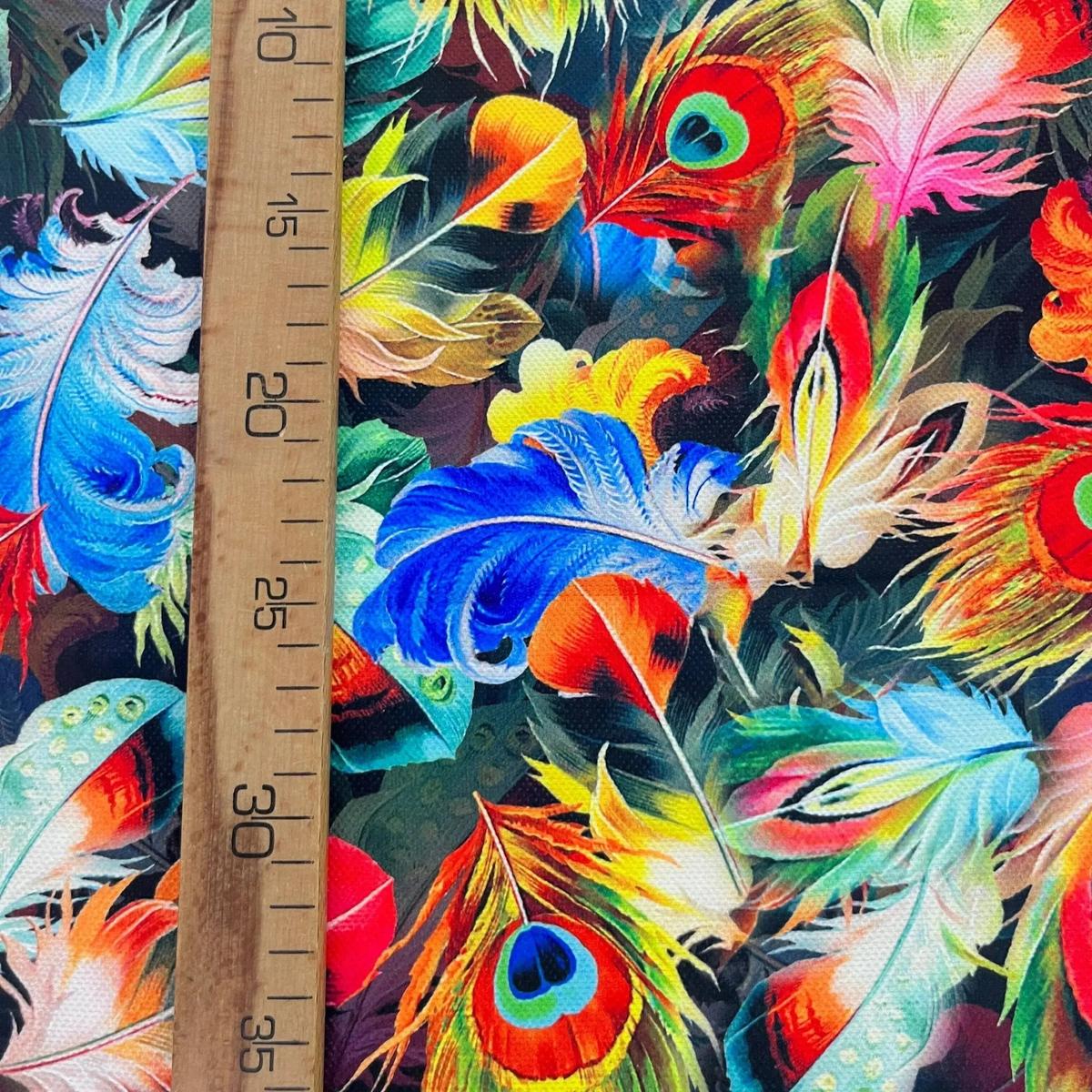 Tissu Impression Numérique - Plumes Colorées pour Déco et Mode - Boutique MyTissus Marckolsheim Alsace