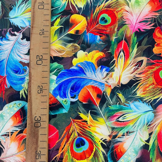 Tissu Impression Numérique - Plumes Colorées pour Déco et Mode - Boutique MyTissus Marckolsheim Alsace