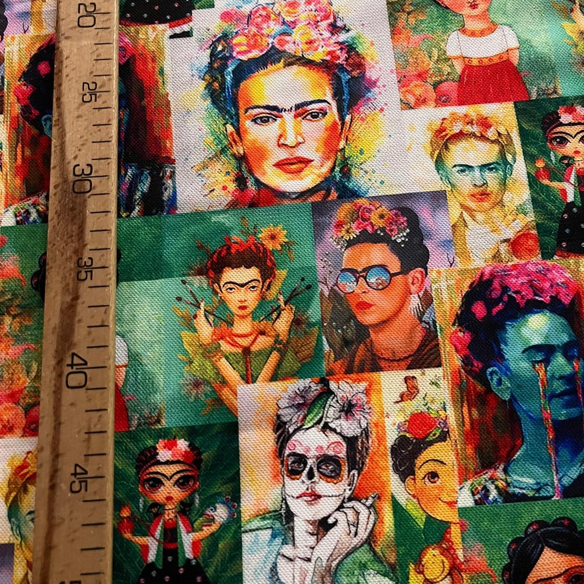 Tissu Impression Numérique Portraits Frida Kahlo & Fleurs Colorées pour Déco et Mode - Boutique MyTissus Marckolsheim Alsace