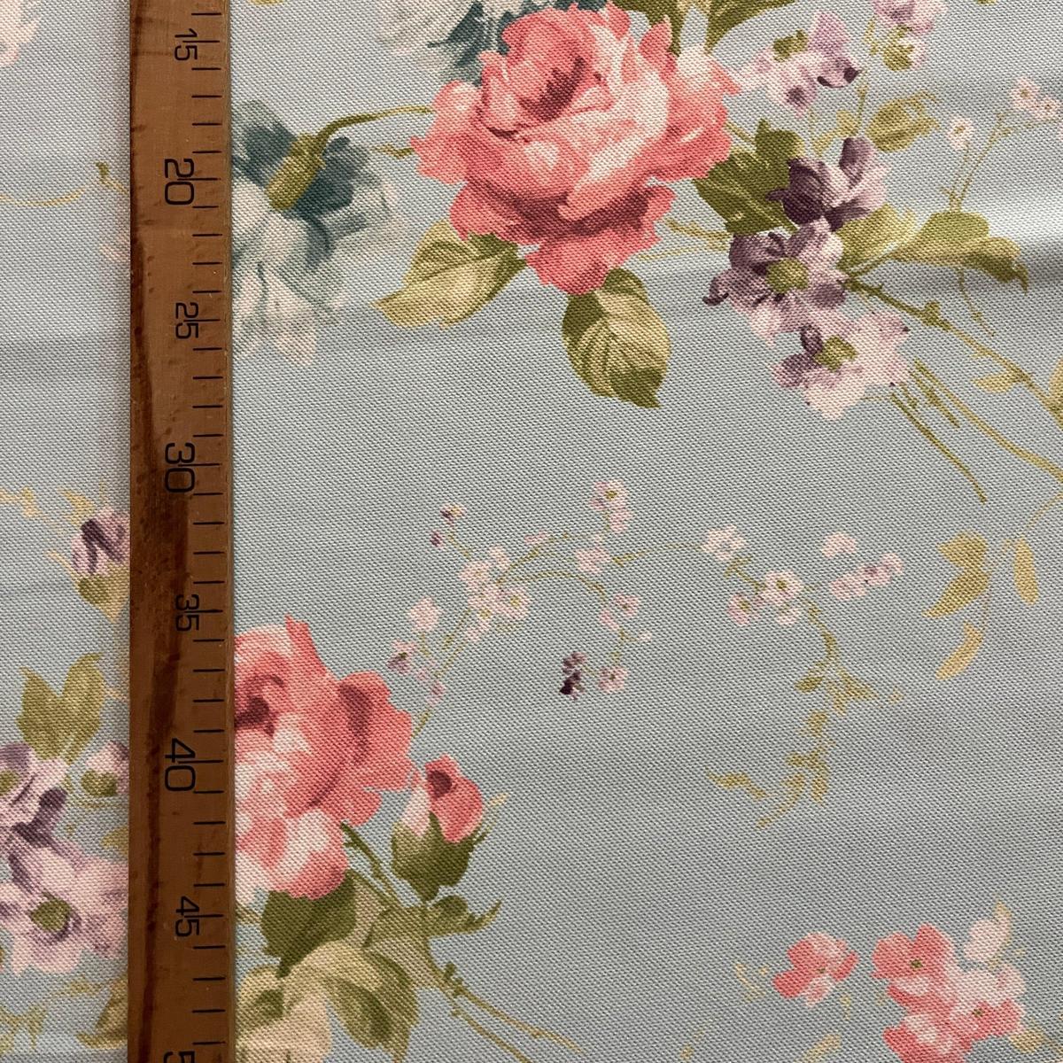 Tissu Impression Numérique Roses Anglaises & Bouquet Floral Fond Bleu Ciel pour Déco et Mode - Boutique MyTissus Marckolsheim Alsace