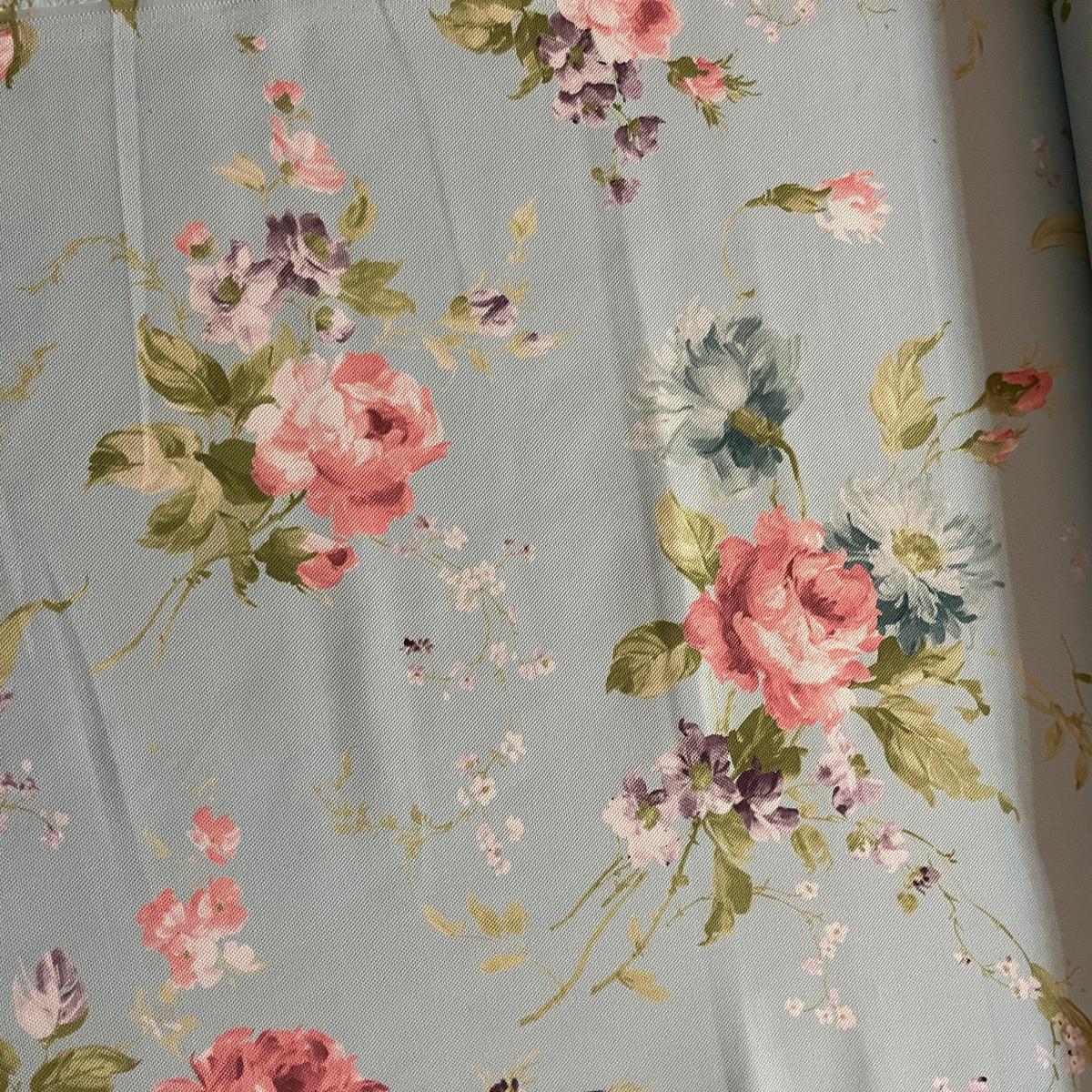 Tissu Impression Numérique Roses Anglaises & Bouquet Floral Fond Bleu Ciel pour Déco et Mode - Boutique MyTissus Marckolsheim Alsace