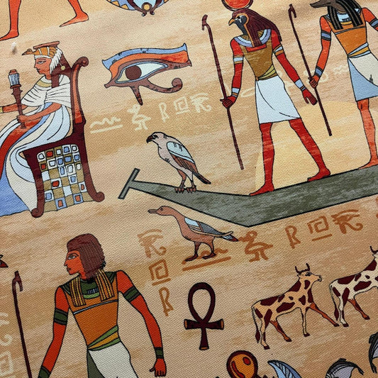 Tissu Impression Numérique "Sable d'Égypte" - Hiéroglyphes & Mystère - MyTissus pour Déco et Mode - Boutique MyTissus Marckolsheim Alsace