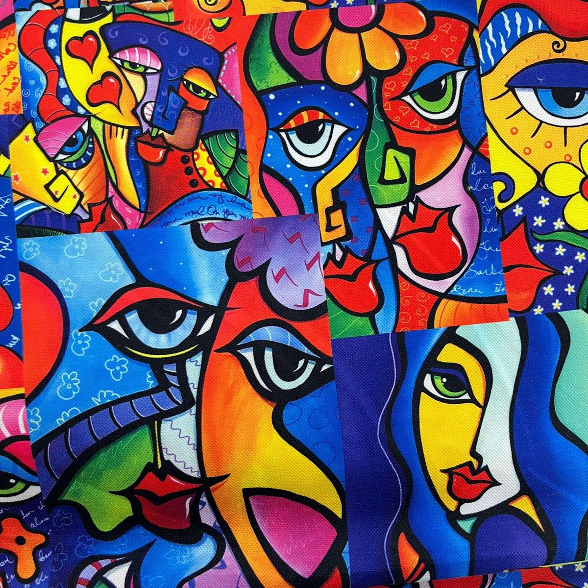 Tissu Impression Numérique Style Picasso - Visages Cubistes & Arty 250g pour Déco et Mode - Boutique MyTissus Marckolsheim Alsace