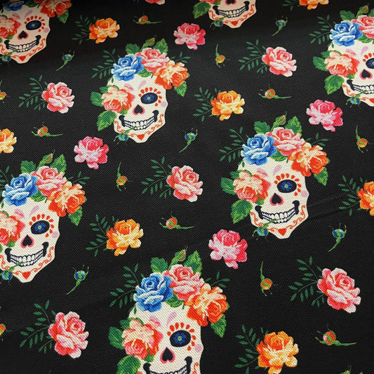 Tissu Impression Numérique - Têtes de Morts ArtDeco pour Déco et Mode - Boutique MyTissus Marckolsheim Alsace