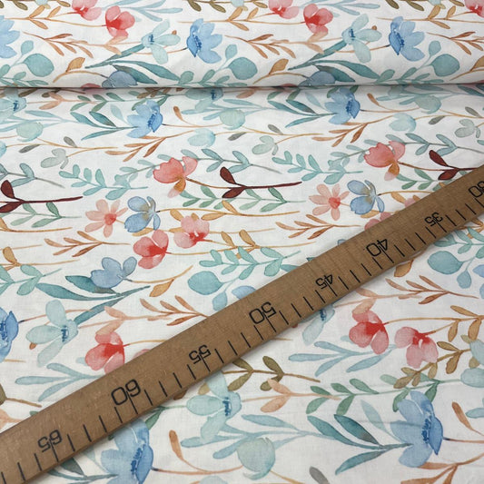 Tissu Popeline de Coton 240cm - Aquarelle de Fleurs - MyTissus pour Déco et Mode - Boutique MyTissus Marckolsheim Alsace