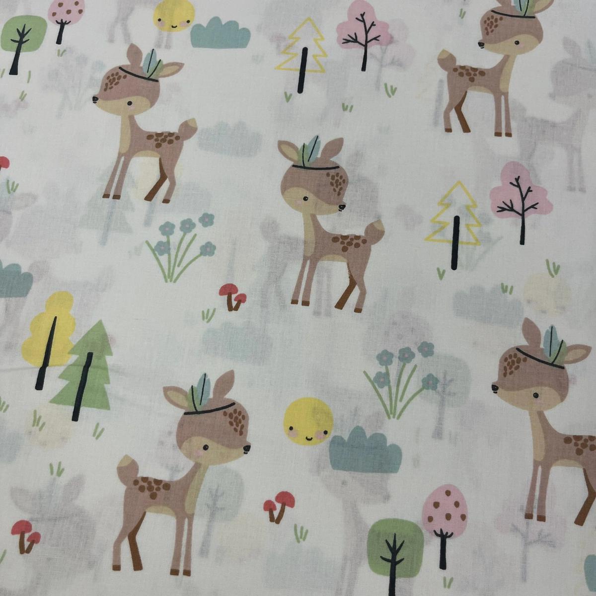 Tissu Popeline de Coton 240cm - Bambi dans la Forêt - MyTissus pour Déco et Mode - Boutique MyTissus Marckolsheim Alsace