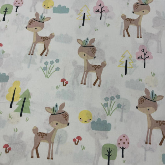 Tissu Popeline de Coton 240cm - Bambi dans la Forêt - MyTissus pour Déco et Mode - Boutique MyTissus Marckolsheim Alsace