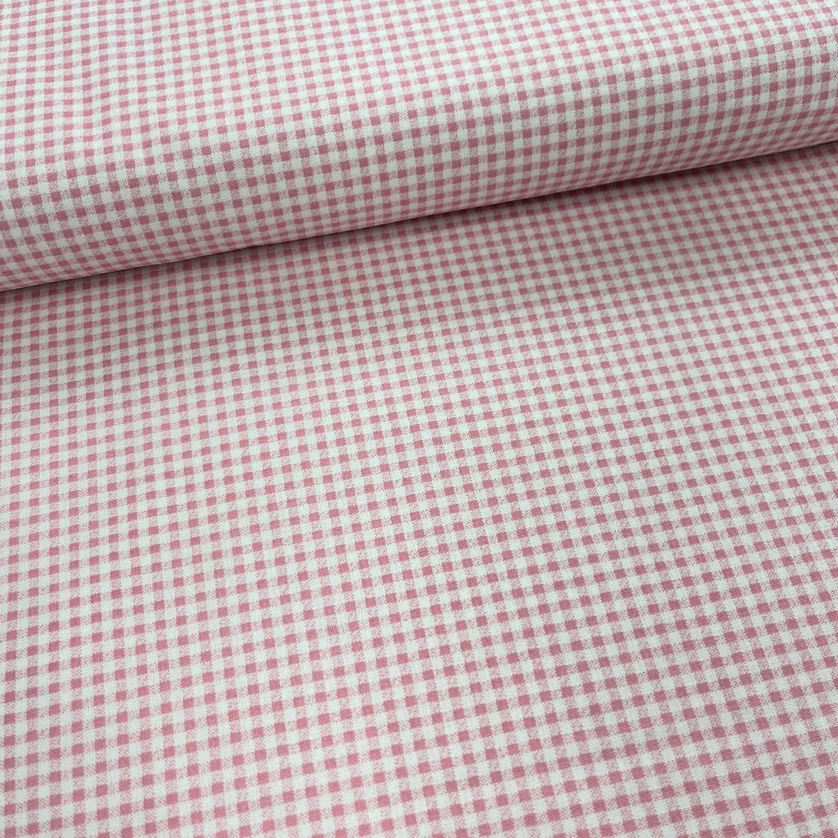Tissu Popeline de Coton 240cm - Carreaux Vichy Rose - MyTissus pour Déco et Mode - Boutique MyTissus Marckolsheim Alsace