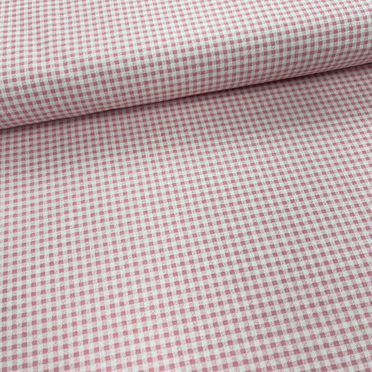 Tissu Popeline de Coton 240cm - Carreaux Vichy Rose - MyTissus pour Déco et Mode - Boutique MyTissus Marckolsheim Alsace