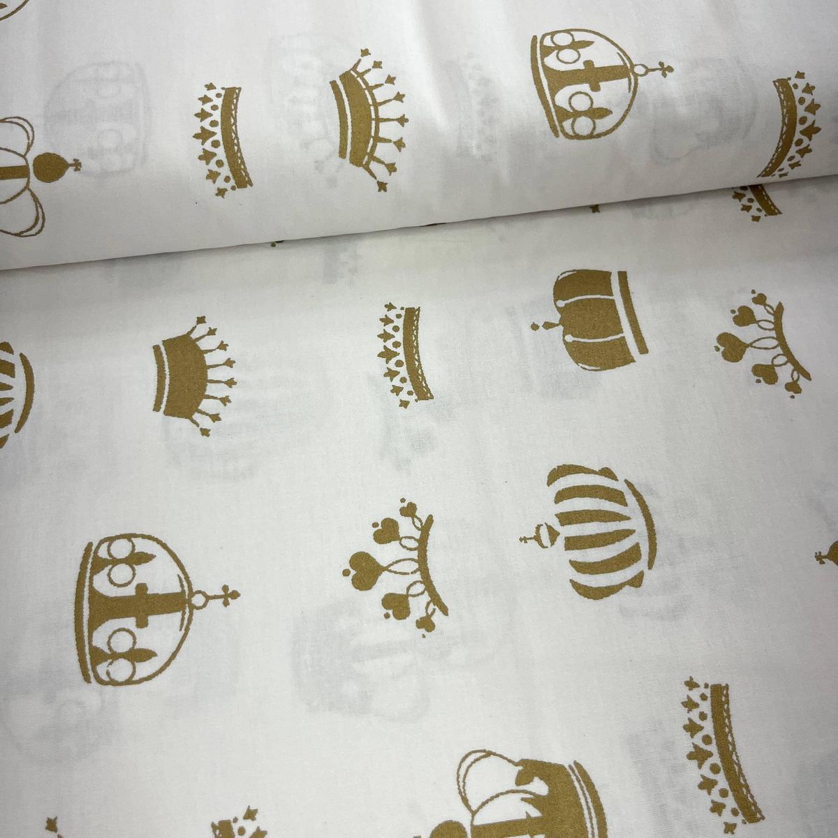 Tissu Popeline de Coton 240cm - Couronnes - MyTissus pour Déco et Mode - Boutique MyTissus Marckolsheim Alsace
